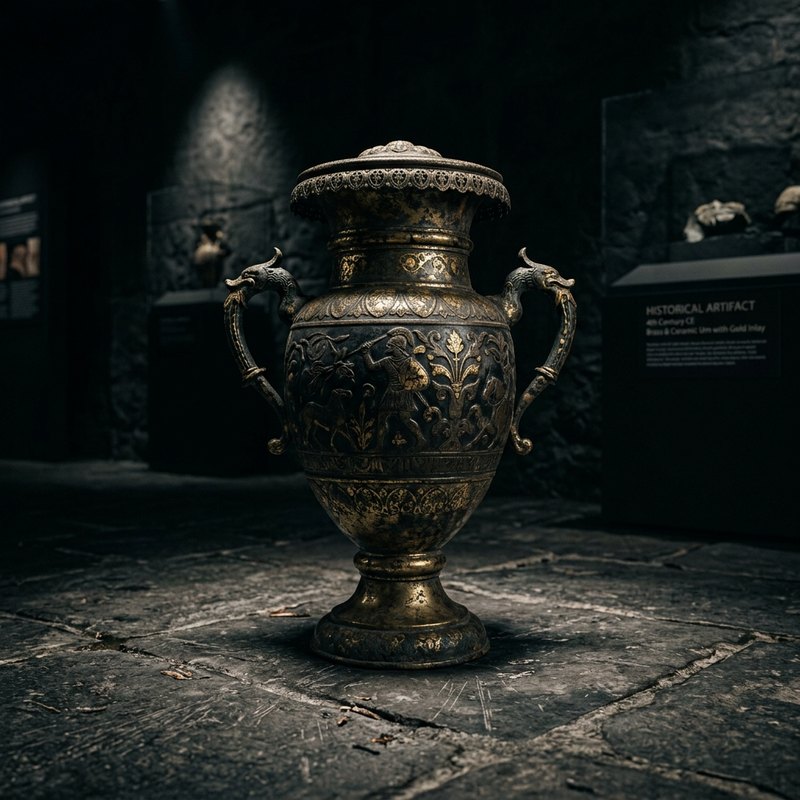 Ancient gold and bronze ceremonial urn