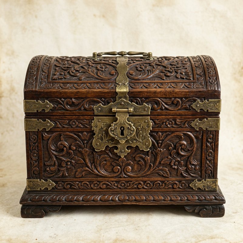 Vintage Furniture & Collectibles carved casket chest